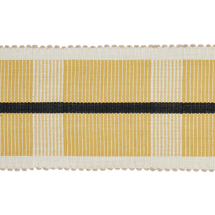 Calcada Tape Wide Maize 78975 by Schumacher Designer Trim Stephanie Seal Brown - Swanky Fabrics -