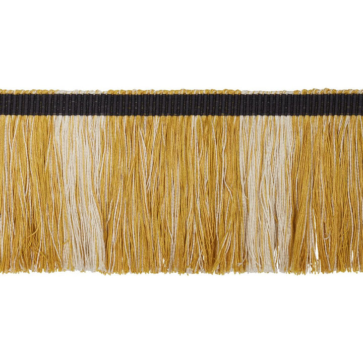 Calcada Fringe Maize 78985 by Schumacher Designer Trim Stephanie Seal Brown - Swanky Fabrics -