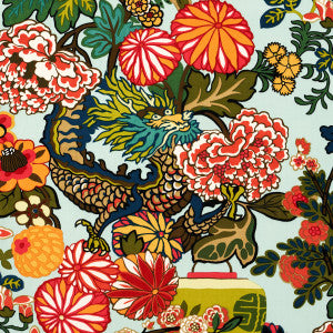Chiang Mai Dragon Velvet Aquamarine 81170 by Schumacher Designer Fabric