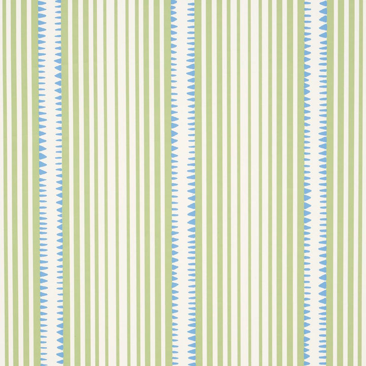 Moncorvo Green & Blue 5008105 by Schumacher Designer Wallpaper Stripes Revisits 27.0" - Swanky Fabrics -