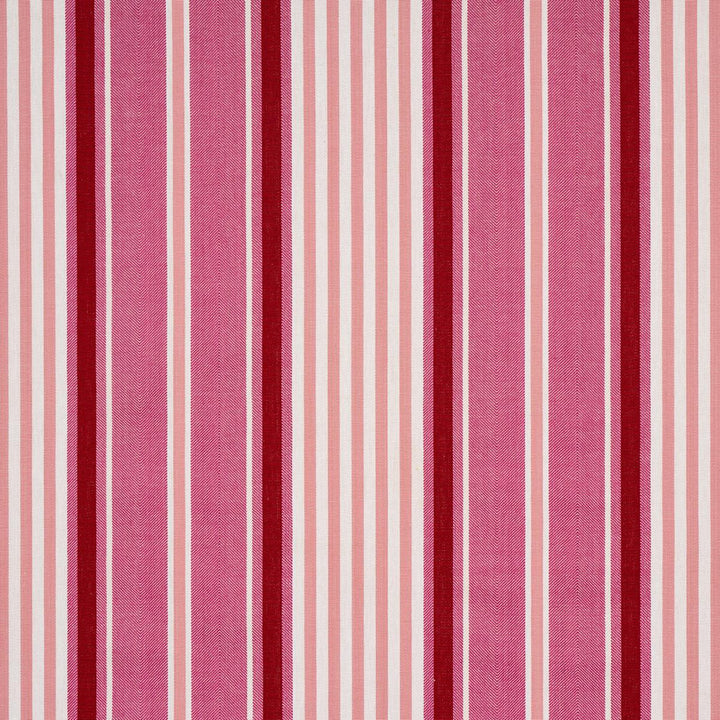 Minzer Cotton Stripe Pink 66016 by Schumacher Designer Fabric Stripes Revisits 13.5" - Swanky Fabrics -