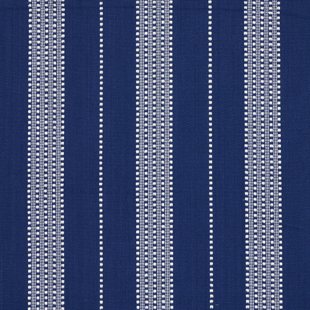 Lubeck Stripe Ivory On Blue 79097 by Schumacher Designer Fabric Stripes Revisits 6.62" - Swanky Fabrics -