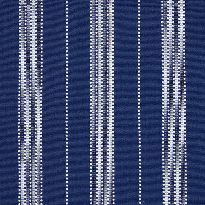 Lubeck Stripe Ivory On Blue 79097 by Schumacher Designer Fabric Stripes Revisits 6.62" - Swanky Fabrics -