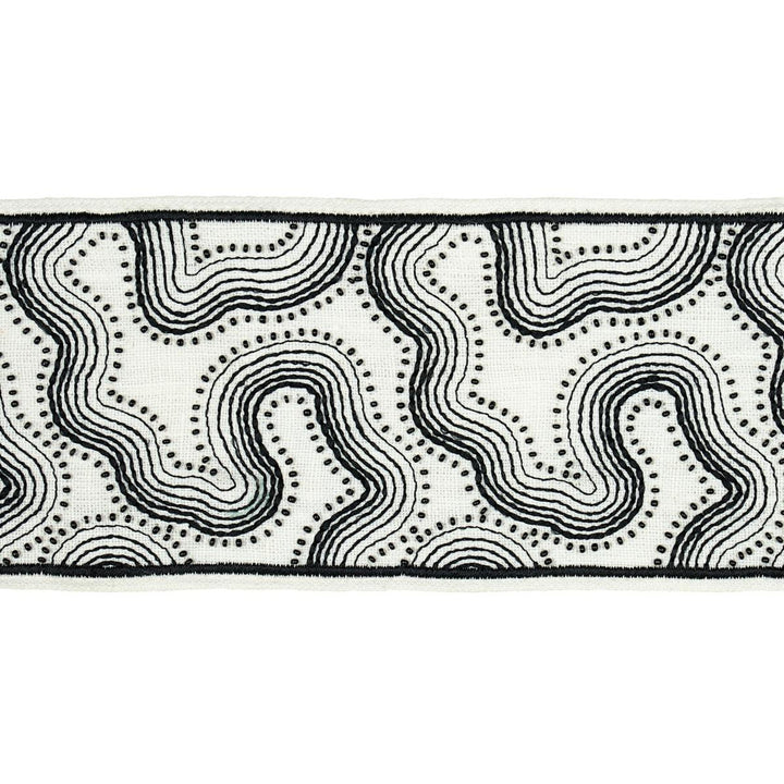Topo Beaded Tape Black & White 81220 by Schumacher Designer Trim Embroidered And Embellished Trims - Swanky Fabrics -