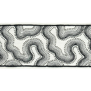 Topo Beaded Tape Black & White 81220 by Schumacher Designer Trim