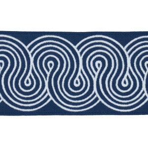 Giraldi Embroidered White On Navy 81253 by Schumacher Designer Trim