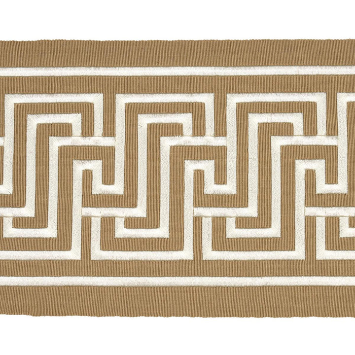 Labyrinth Tape Sand 81261 by Schumacher Designer Trim Embroidered And Embellished Trims 2.5" - Swanky Fabrics -