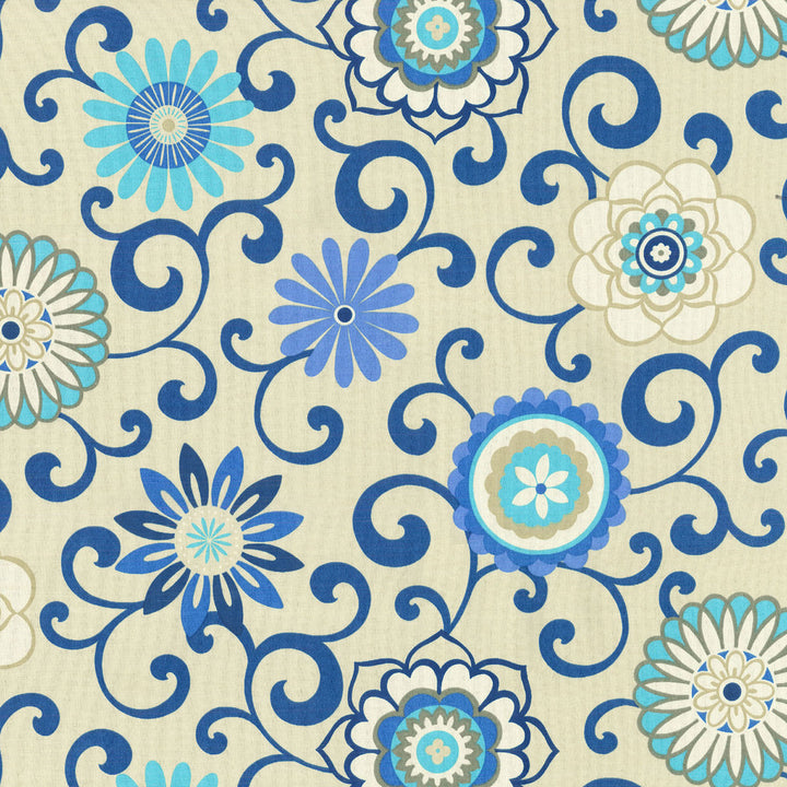 Sns Pom Pom Play Larkspur 677653 by Waverly Designer Fabric SUN N' SHADE DEC 2013 100% Spun Polyester U.S.A. Wyzenbeek 51,000 Horizontal: 27.00" and Vertical: 27.00" 54" - Swanky Fabrics -