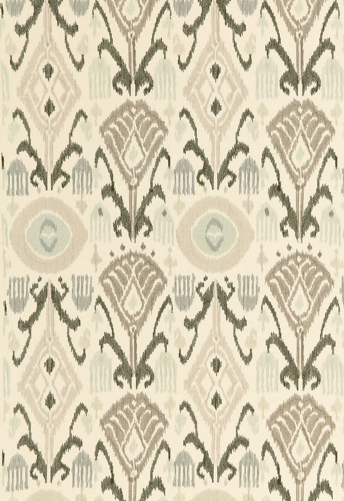 Turkestan Embroidery Moonstone 67870 by Schumacher Designer Fabric Au-Naturel 77% Linen, 23% Polyester Martindale 16,000 Horizontal: 12.75 and Vertical: 22.625 51.5 - Swanky Fabrics -