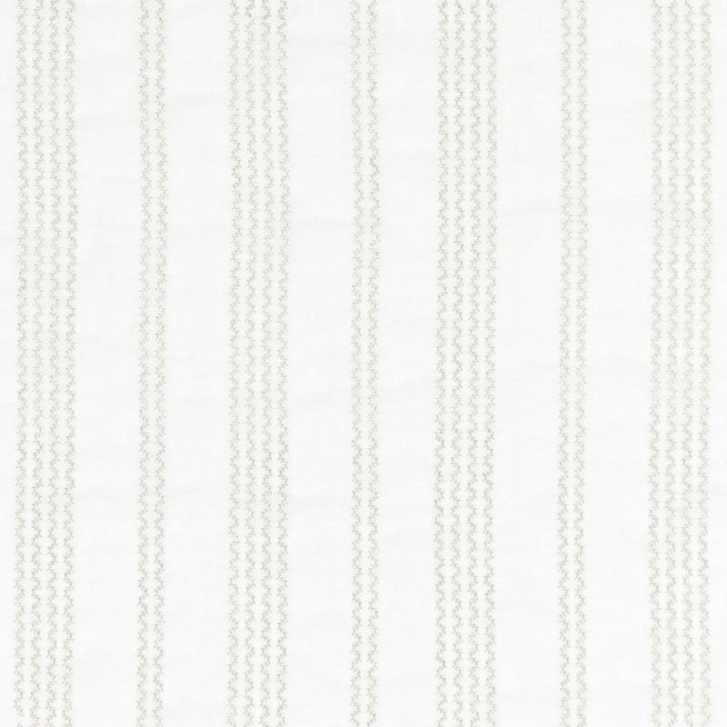 Piero Stripe Embroidery Pearl 67880 by Schumacher Designer Fabric ESSENTIALS: SHEERS & CASEMENTS II See Sample INDIA . </p><p>Repeat: Horizontal: 7 3/8" (19CM) and Vertical: 5/8" (2CM) 51 1/2" WIDE (131CM) - Swanky Fabrics -