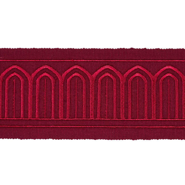 Arches Embroidered Tape Medium Red 70769 by Schumacher Designer Trim Miles Redd 1.8" - Swanky Fabrics -
