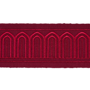 Arches Embroidered Tape Medium Red 70769 by Schumacher Designer Trim
