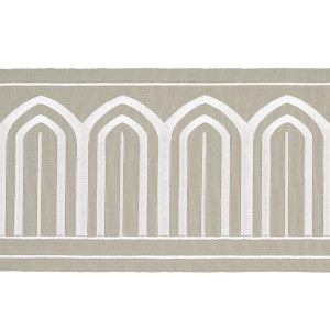 Arches Embroidered Tape Wide Taupe 70776 by Schumacher Designer Trim