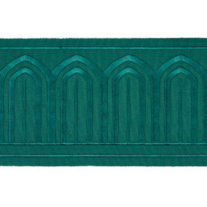 Arches Embroidered Tape Wide Emerald 70779 by Schumacher Designer Trim