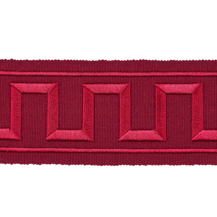 Greek Key Embroidered Tape Burgundy 70805 by Schumacher Designer Trim Miles Redd 1.8" - Swanky Fabrics -