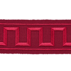 Greek Key Embroidered Tape Burgundy 70805 by Schumacher Designer Trim