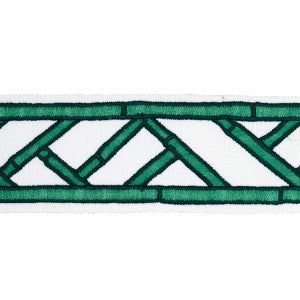 Bamboo Trellis Tape Green 81741 by Schumacher Designer Trim