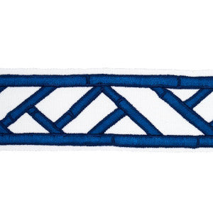 Bamboo Trellis Tape Blue 81742 by Schumacher Designer Trim