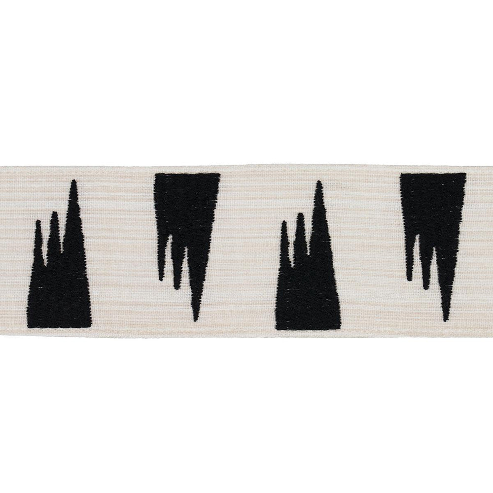 Tutsi Ivory 81781 by Schumacher Designer Trim New Wave: Black & White 2.75" - Swanky Fabrics -