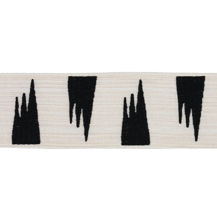 Tutsi Ivory 81781 by Schumacher Designer Trim New Wave: Black & White 2.75" - Swanky Fabrics -
