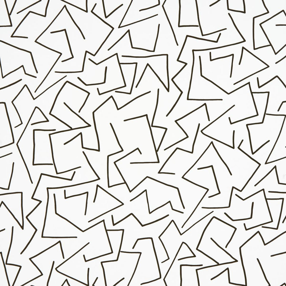 Tangent Ivory 5014001 by Schumacher Designer Wallpaper New Wave: Black & White 13.5" - Swanky Fabrics -