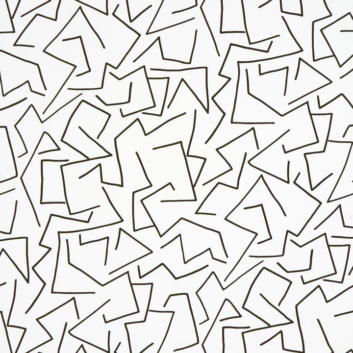 Tangent Ivory 5014001 by Schumacher Designer Wallpaper New Wave: Black & White 13.5" - Swanky Fabrics -