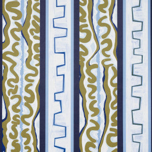 Night At The Opera Deep Blue & Olive 5014180 by Schumacher Designer Wallpaper