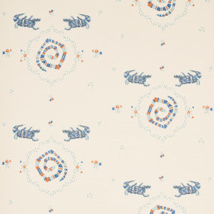 Reptilia Warm Blue 5014191 by Schumacher Designer Wallpaper