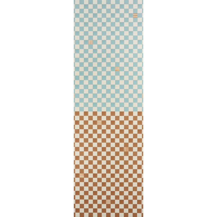 Gambit Panel Teal & Earthy Brown 5014260 by Schumacher Designer Wallpaper Backdrop 54.0" - Swanky Fabrics -