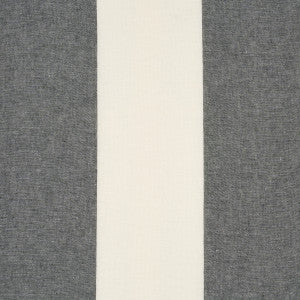 Vista Linen Stripe Casement Carbon And White 67944 by Schumacher Designer Fabric