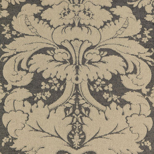 Flanders Linen Damask Charcoal 67950 by Schumacher Designer Fabric