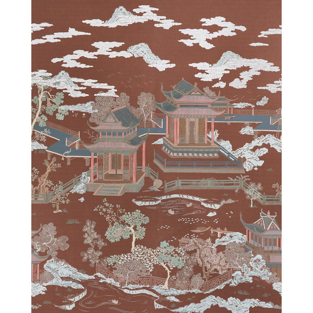 Coromandel Cinnabar 5014161 by Schumacher Designer Wallpaper Panels Collection 108.0" - Swanky Fabrics -