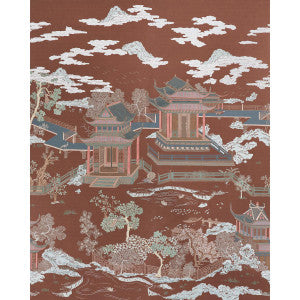 Coromandel Cinnabar 5014161 by Schumacher Designer Wallpaper