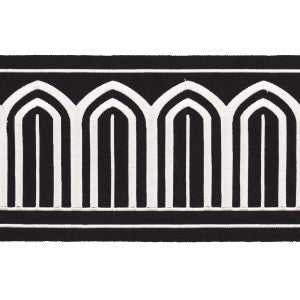 Arches Embroidered Tape Wide White On Black 70777 by Schumacher Designer Trim