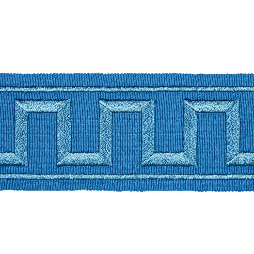Greek Key Embroidered Tape Teal 70806 by Schumacher Designer Trim Miles Redd 1.8" - Swanky Fabrics -