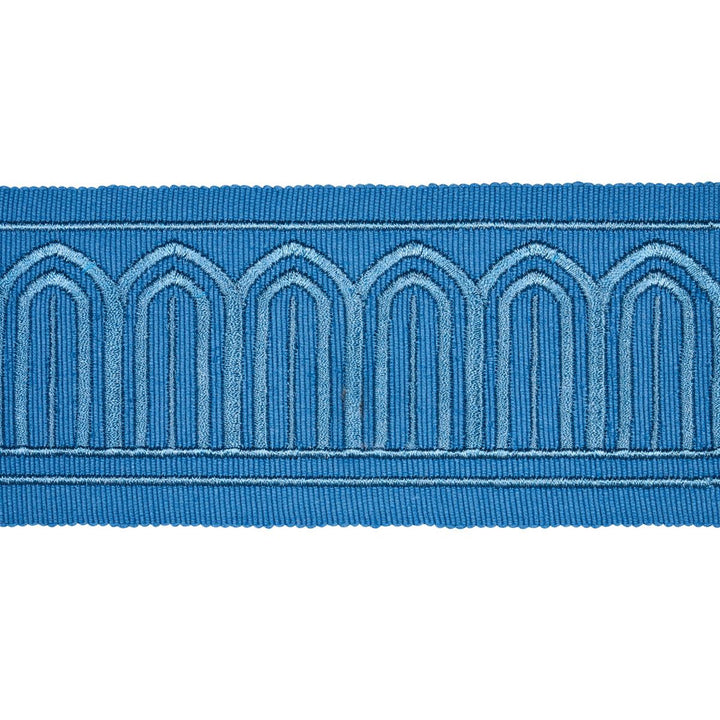 Arches Embroidered Tape Medium Teal 81151 by Schumacher Designer Trim Miles Redd 1.8" - Swanky Fabrics -