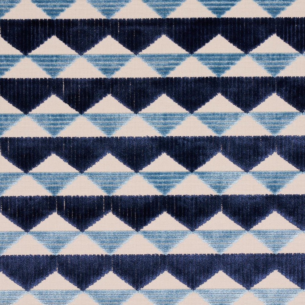 Ridge Line Velvet Slate Blue 81820 by Schumacher Designer Fabric David Kaihoi 2.75" - Swanky Fabrics -