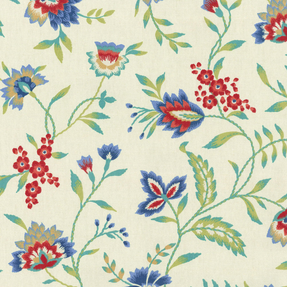 Carolina Crewel Bluebell 679771 by Waverly Designer Fabric - 45% LINEN 45% RAYON 10% SILK USA 51000 Horizontal: 13.5 and Vertical: 25.25 54 - Swanky Fabrics -