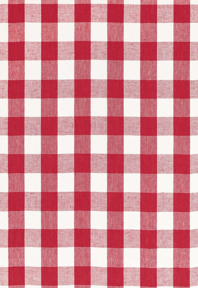 Key West Check Cherry 68011 by Schumacher Designer Fabric Calypso 100% Linen Martindale 8,000 Horizontal: 4.125 and Vertical: 4.125 54 - Swanky Fabrics -