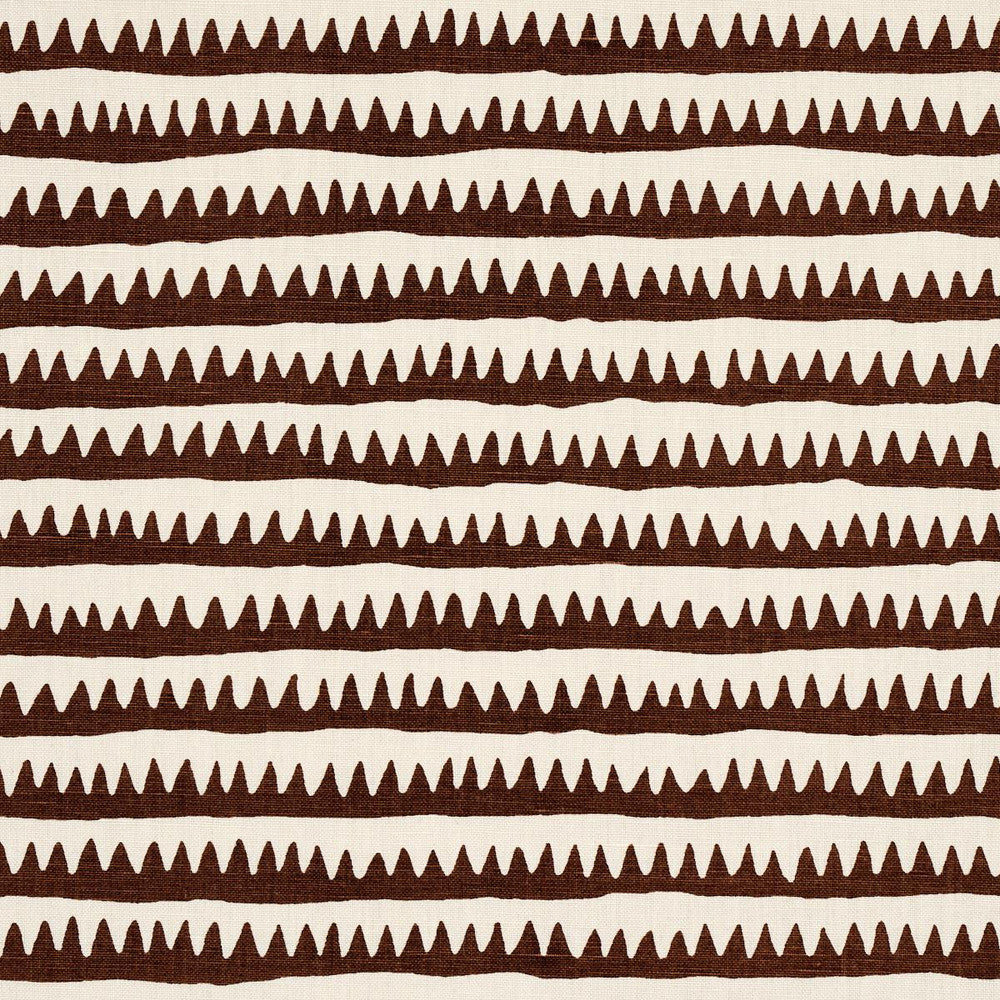 Corfu Hand Printed Stripe Brown 177973 by Schumacher Designer Fabric Full Bloom 26.5" - Swanky Fabrics -