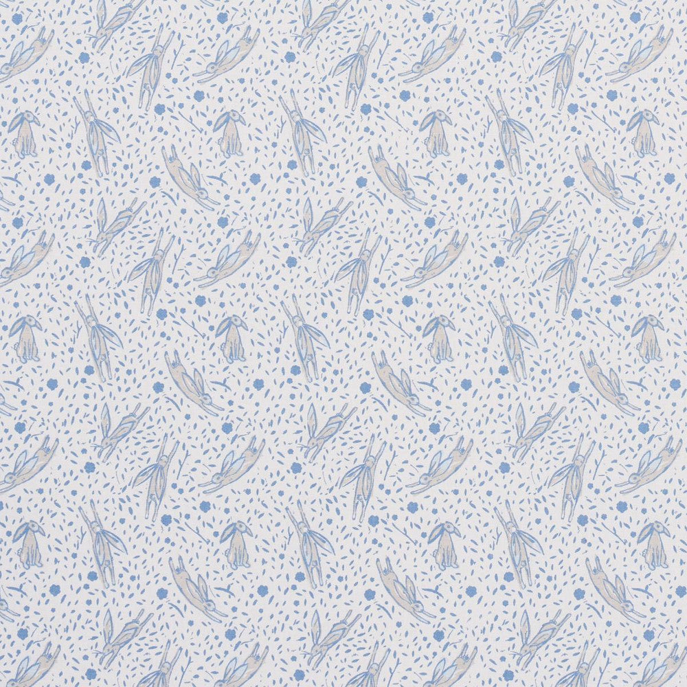 Rabbit High Performance Print Blue 180440 by Schumacher Designer Fabric Marie-Chantal 6.75" - Swanky Fabrics -
