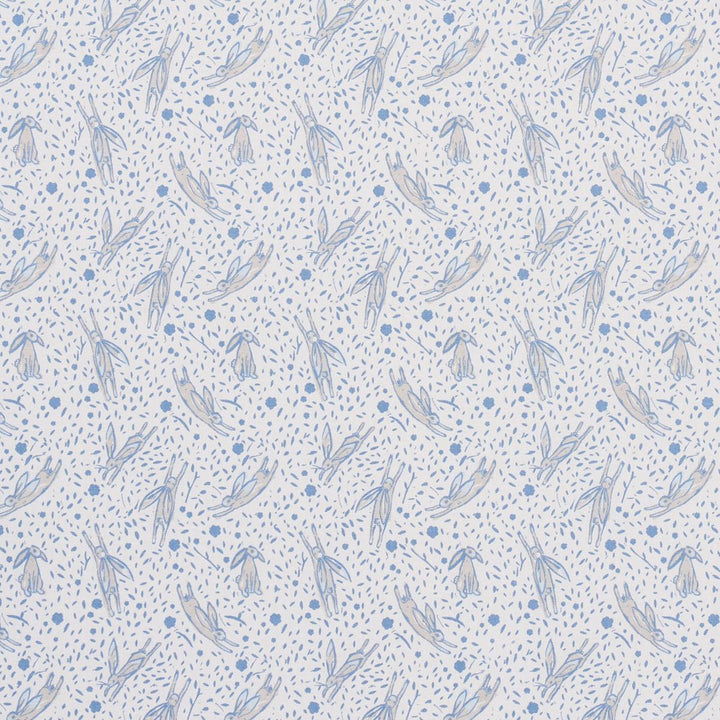 Rabbit High Performance Print Blue 180440 by Schumacher Designer Fabric Marie-Chantal 6.75" - Swanky Fabrics -