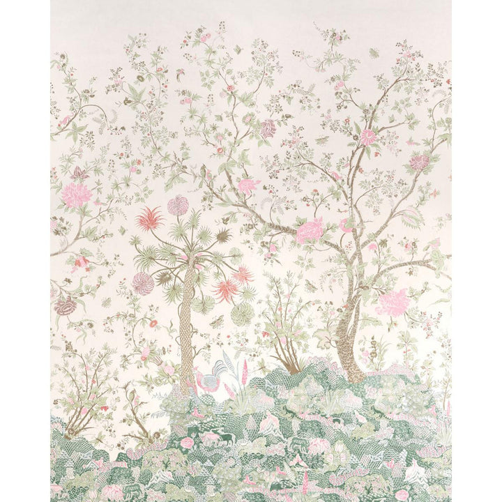 Amaltas Green & Pink 5012333 by Schumacher Designer Wallpaper Panels Collection 108.0" - Swanky Fabrics -