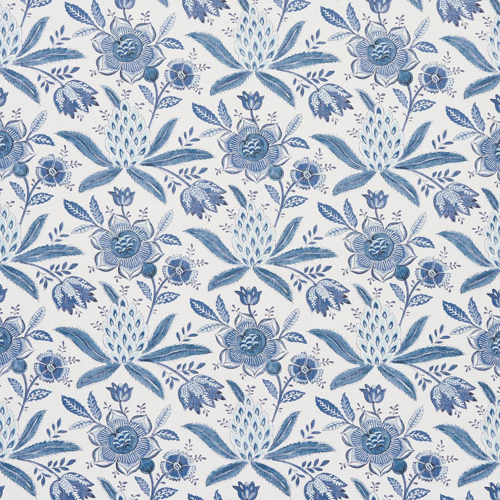 Lafayette Botanical Cornflower 5013750 by Schumacher Designer Wallpaper Williamsburg 13.5" - Swanky Fabrics -