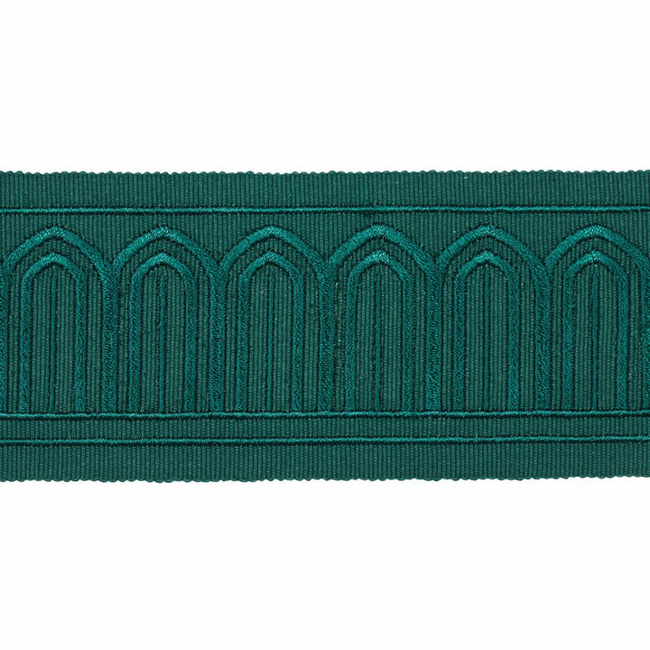 Arches Embroidered Tape Medium Emerald 70768 by Schumacher Designer Trim Miles Redd 1.8" - Swanky Fabrics -