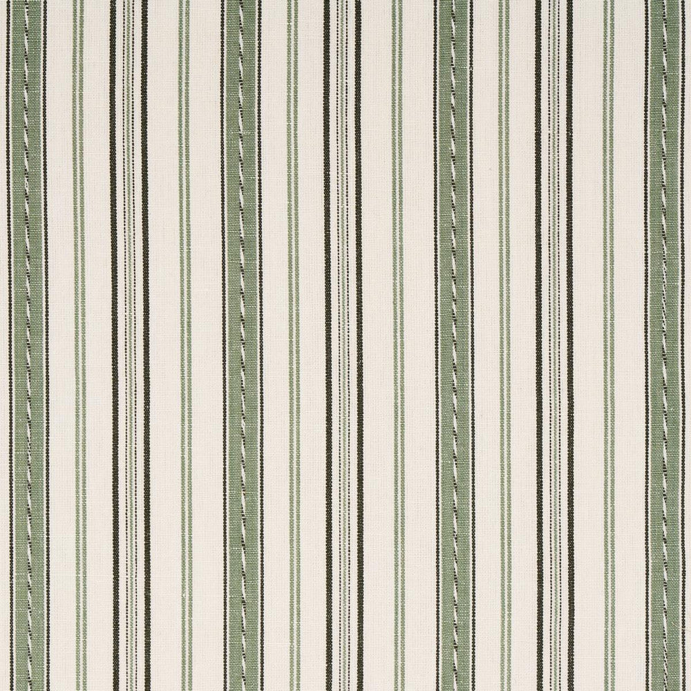 Lightfoot Stripe Moss 81442 by Schumacher Designer Fabric Williamsburg 3.33" - Swanky Fabrics -