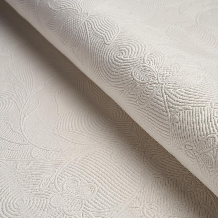 Quilted Scroll Matelass Ivory 81590 by Schumacher Designer Fabric Williamsburg 27.5" - Swanky Fabrics -