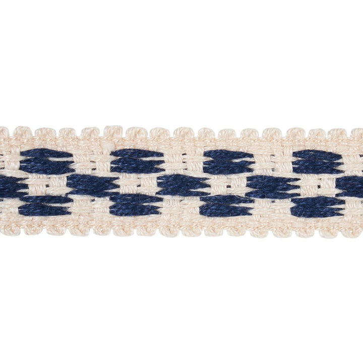 Crawford Check Tape Narrow Indigo 81620 by Schumacher Designer Trim Williamsburg - Swanky Fabrics -