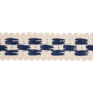 Crawford Check Tape Narrow Indigo 81620 by Schumacher Designer Trim