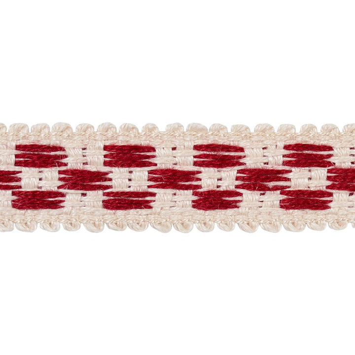 Crawford Check Tape Narrow Cornwallis Red 81621 by Schumacher Designer Trim Williamsburg - Swanky Fabrics -